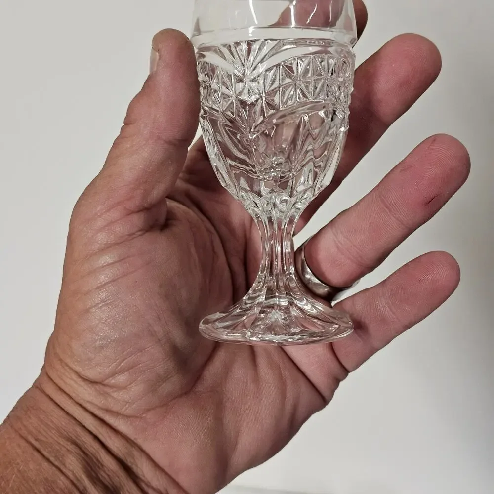 Vintage Glass Cordial Goblets Set 4 Mini Wine Liqueur 3.75